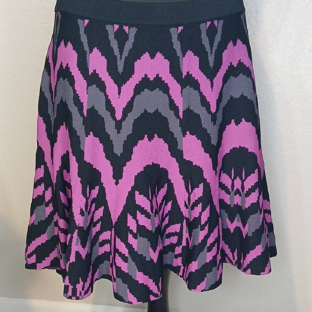 Vibrant Pink and Black Knit Skater Skirt